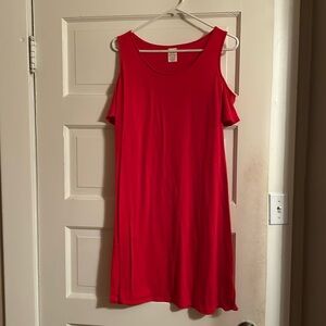 Faded Glory cold shoulder midi red dress. Size L (12-14) lightweight